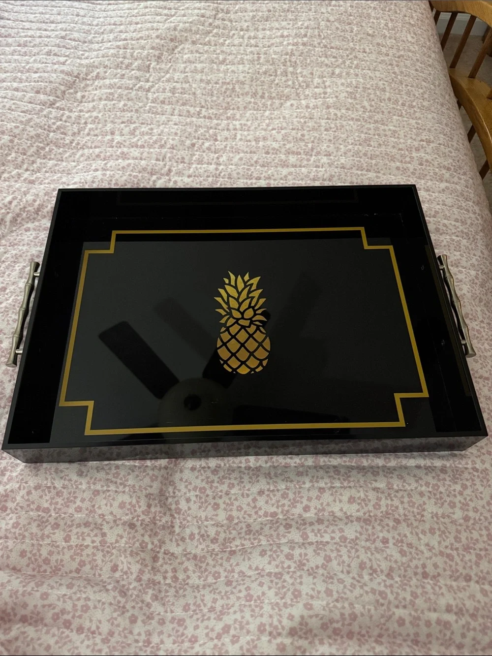 Black & Gold Pineapple Serving Tray - Home Bath